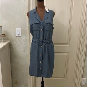 NWT Sim & Sam Sleeveless Blue Belted Dress